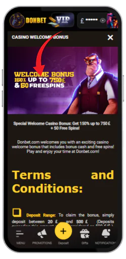 Get an available deposit bonus