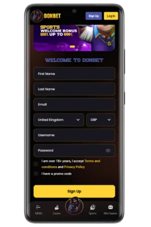MasterCard casino registration form completion